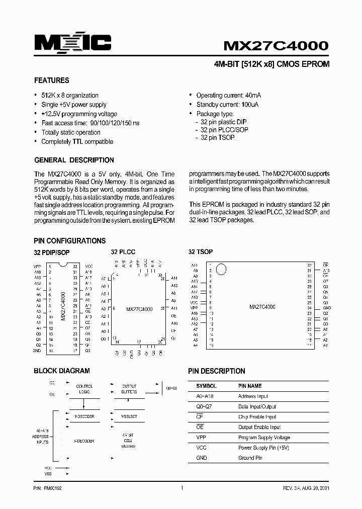 MX27C4000_106136.PDF Datasheet