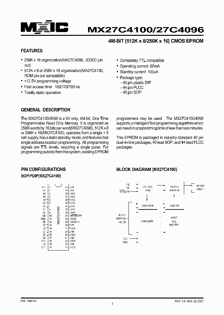 MX27C4096PC-10_106192.PDF Datasheet