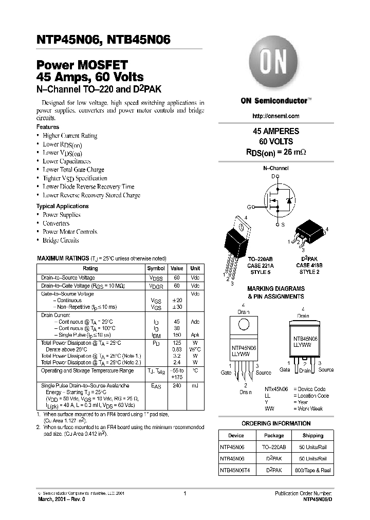 NTB45N06_71589.PDF Datasheet