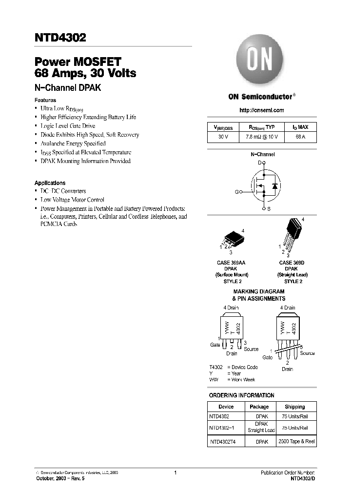 NTD4302_169145.PDF Datasheet