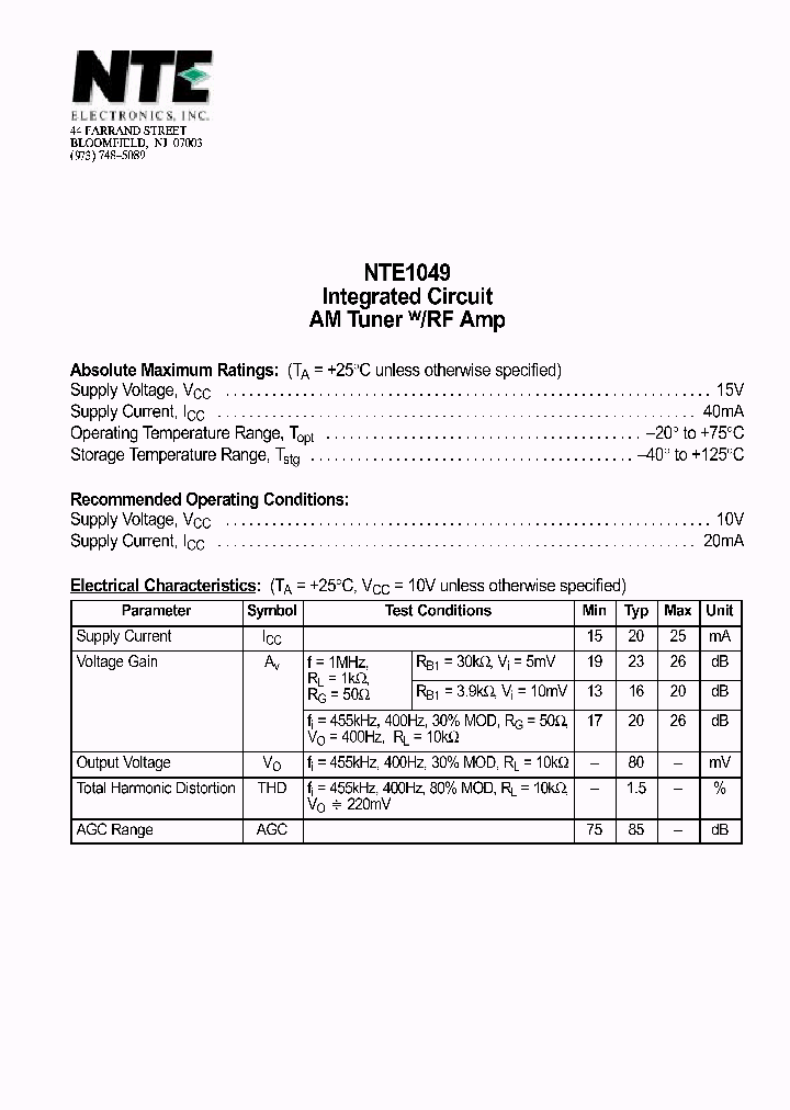 NTE1049_69621.PDF Datasheet