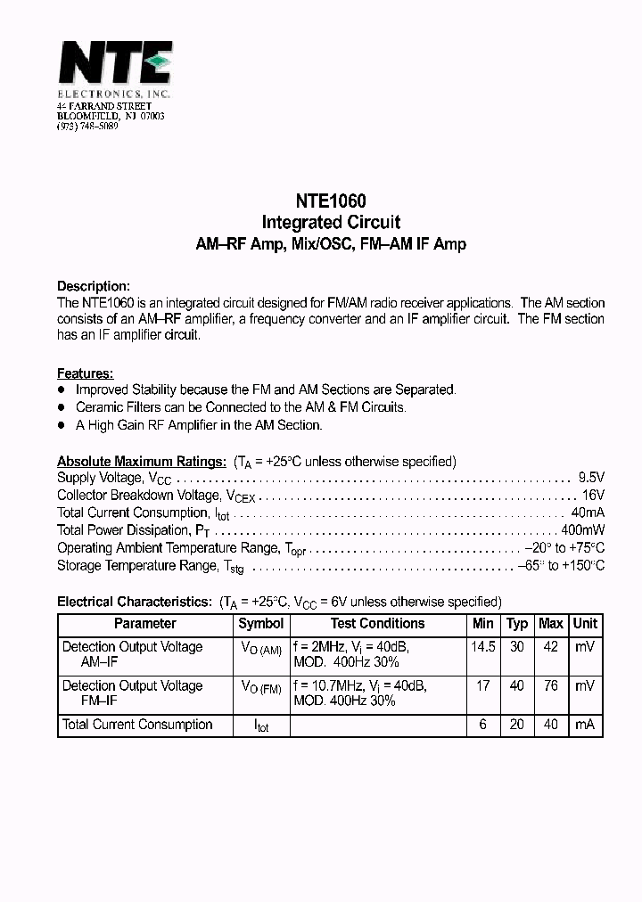 NTE1060_69626.PDF Datasheet