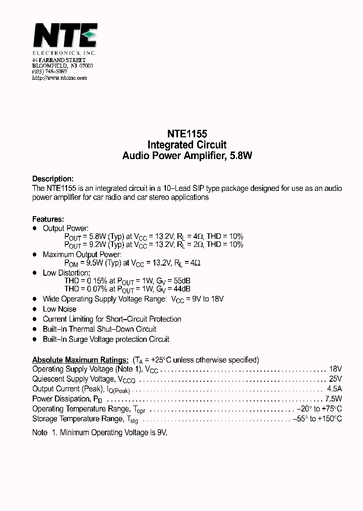 NTE1155_69683.PDF Datasheet