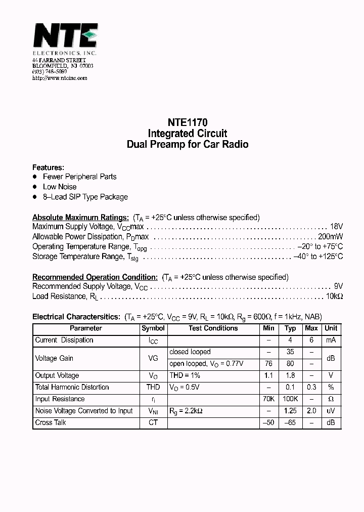 NTE1170_69691.PDF Datasheet