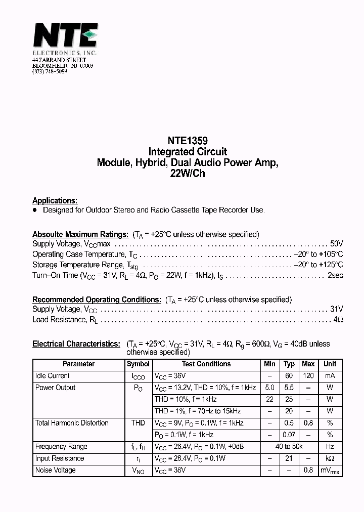 NTE1359_141510.PDF Datasheet