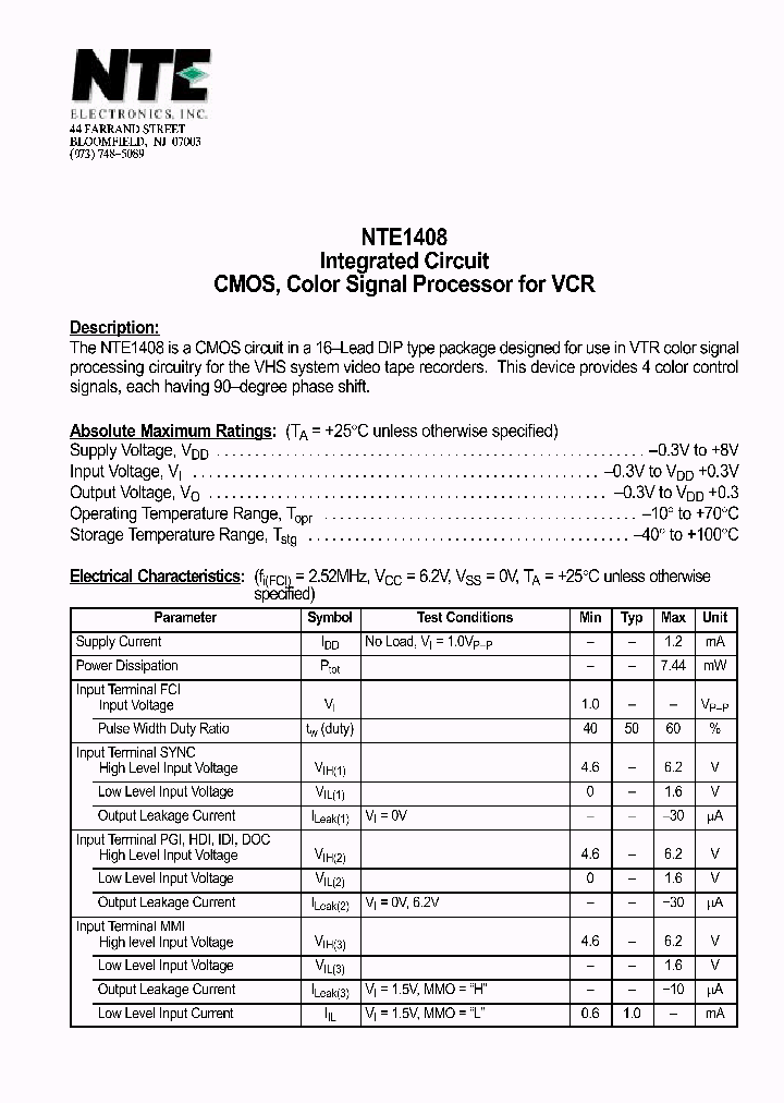 NTE1408_69710.PDF Datasheet