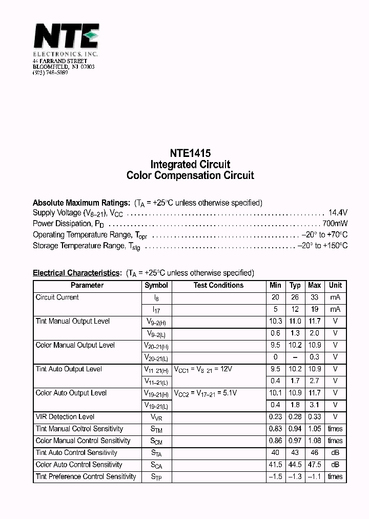 NTE1415_69717.PDF Datasheet