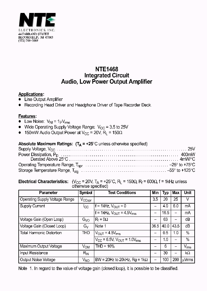 NTE1468_69730.PDF Datasheet