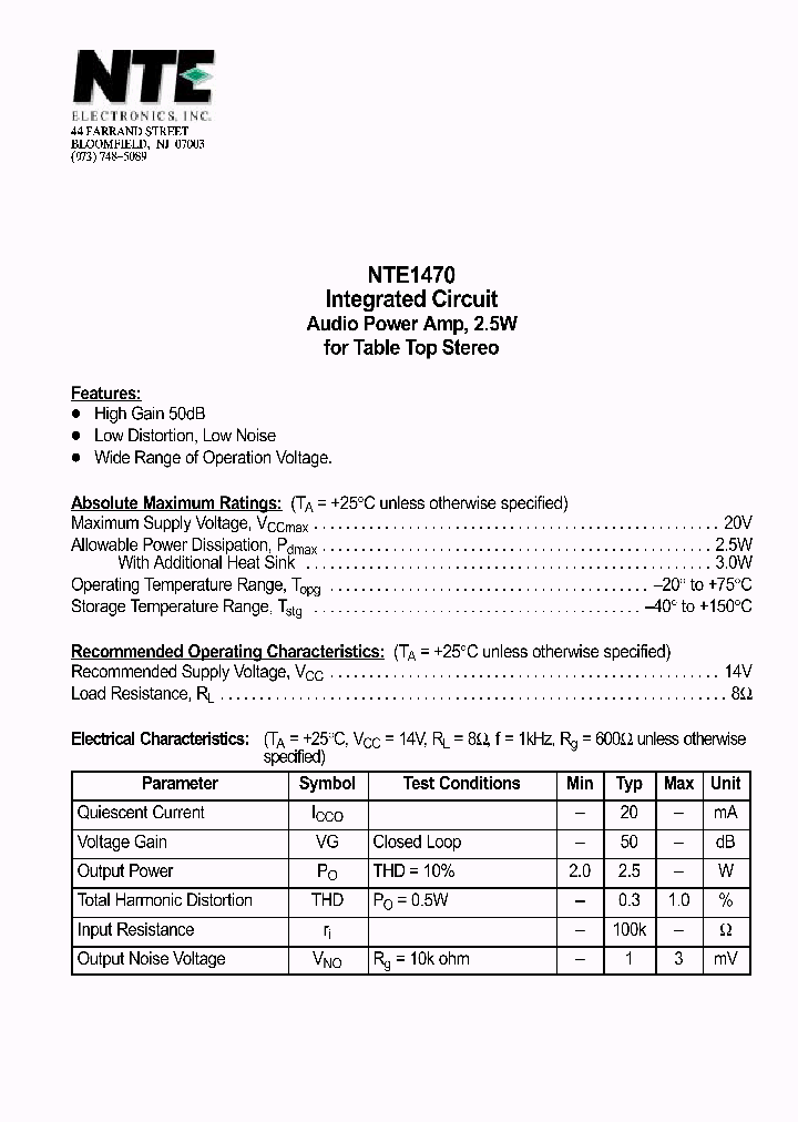 NTE1470_69731.PDF Datasheet