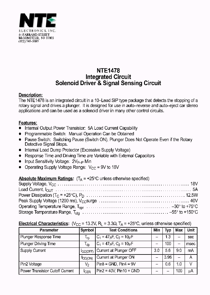 NTE1478_69736.PDF Datasheet
