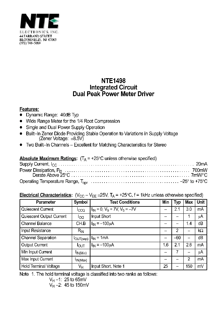 NTE1498_69744.PDF Datasheet