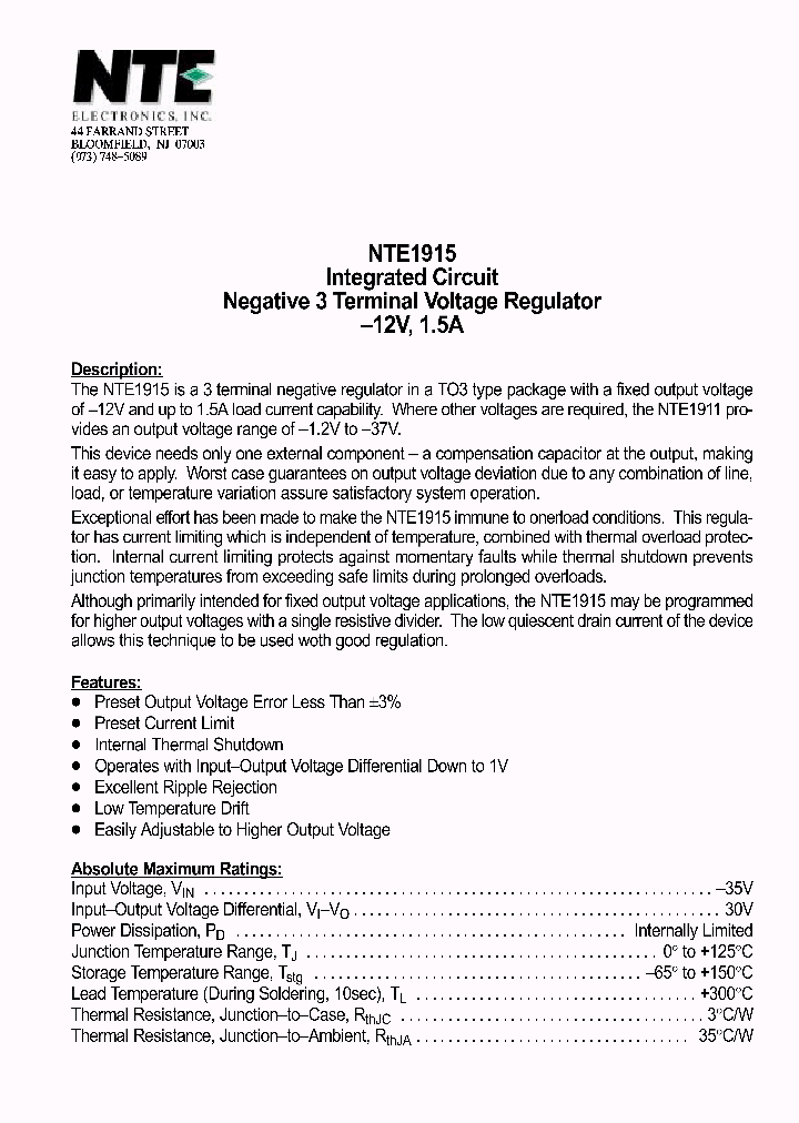 NTE1915_69765.PDF Datasheet