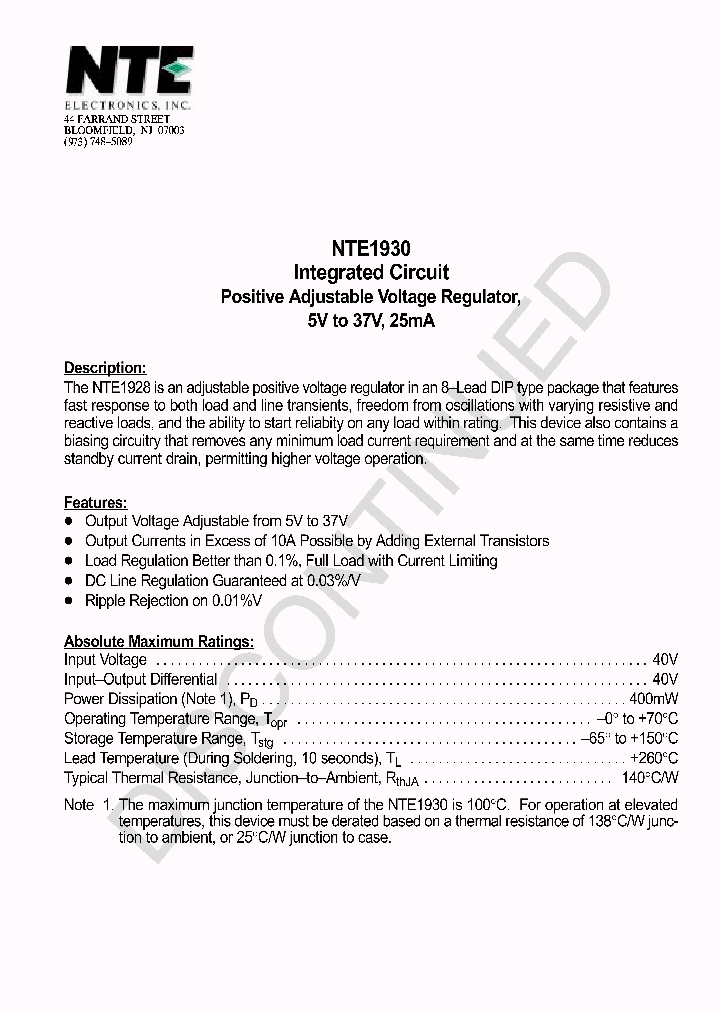 NTE1930_69781.PDF Datasheet