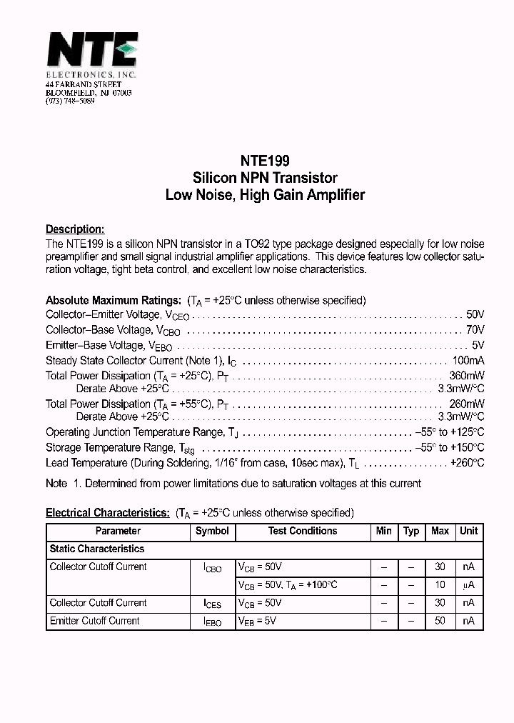 NTE199_69820.PDF Datasheet