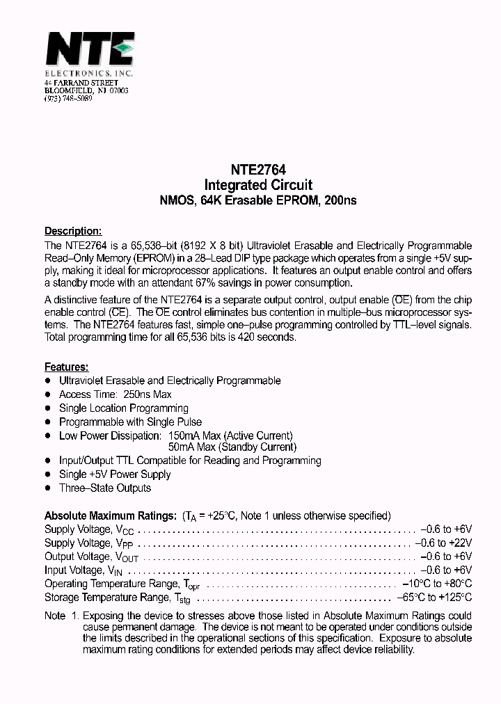 NTE2764_2289.PDF Datasheet