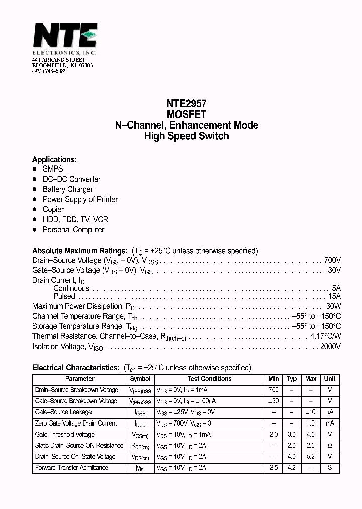 NTE2957_69875.PDF Datasheet