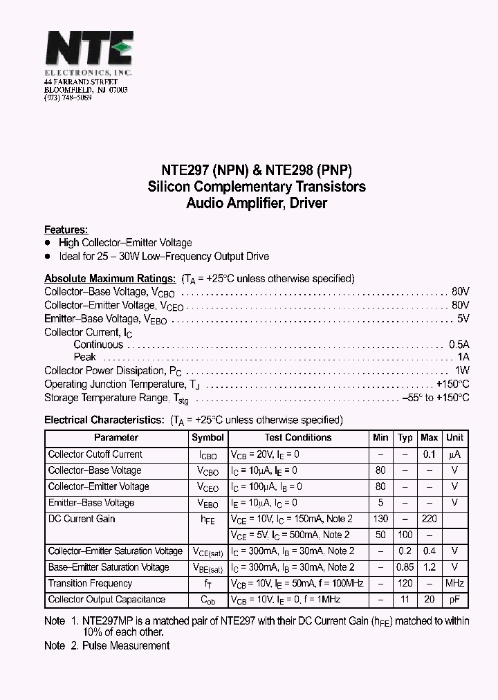 NTE297_69884.PDF Datasheet