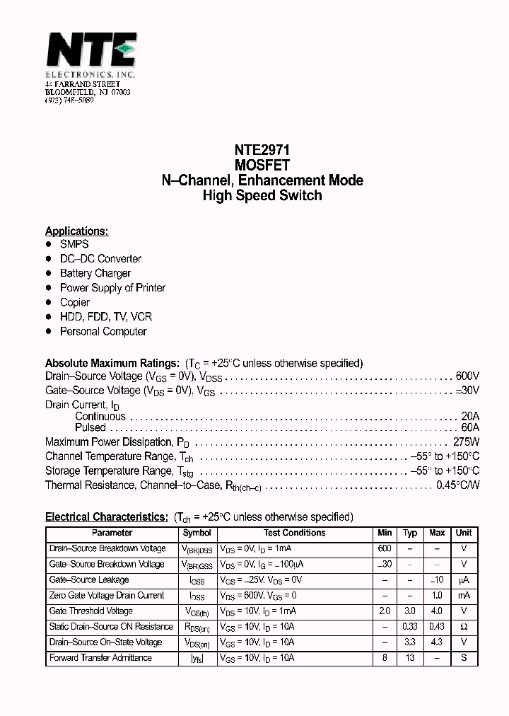 NTE2971_69887.PDF Datasheet