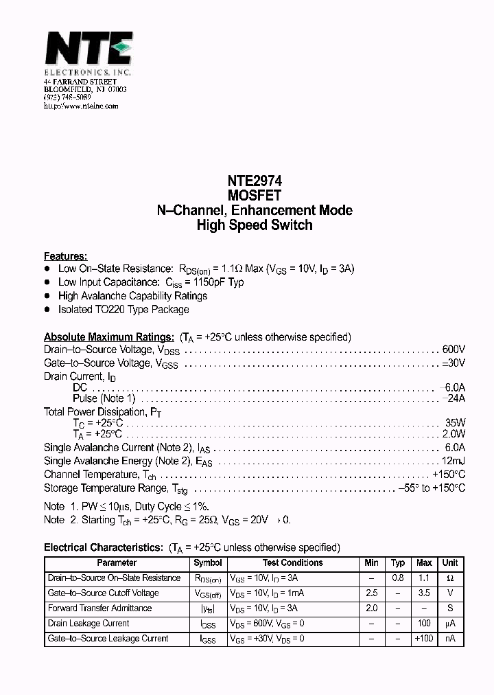 NTE2974_69890.PDF Datasheet