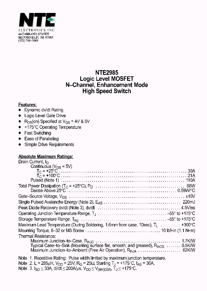 NTE2985_69897.PDF Datasheet