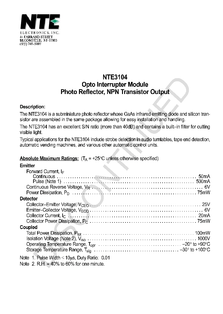 NTE3104_69914.PDF Datasheet