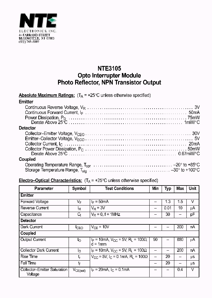 NTE3105_69915.PDF Datasheet