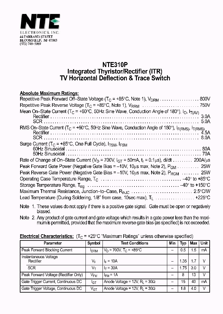 NTE310P_69916.PDF Datasheet