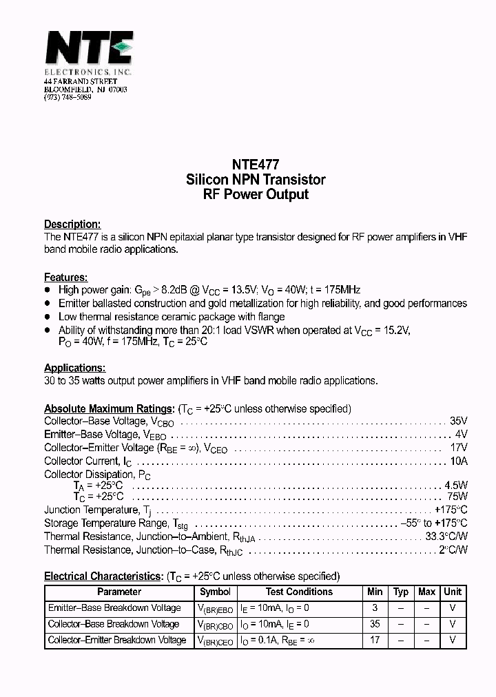 NTE477_69946.PDF Datasheet