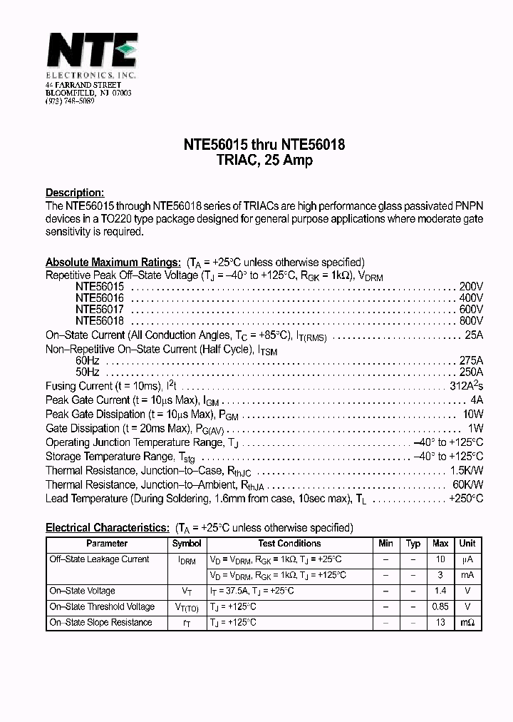 NTE56015_38758.PDF Datasheet