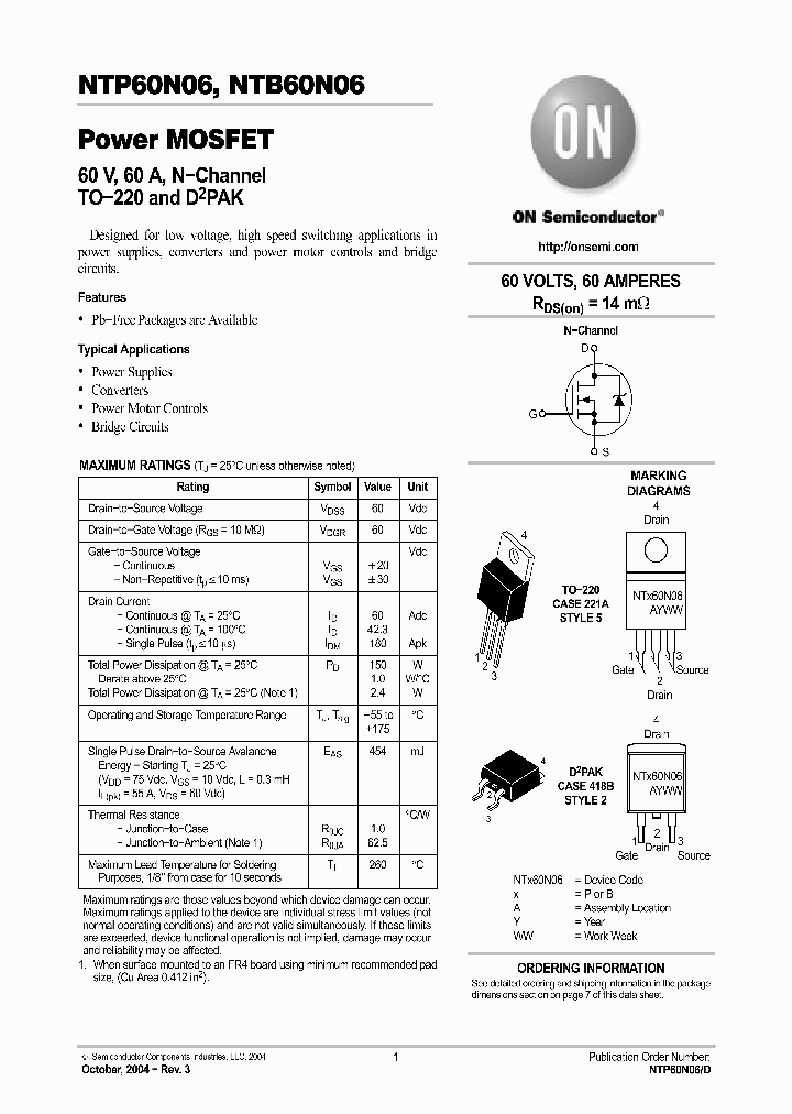 NTP60N06_65092.PDF Datasheet