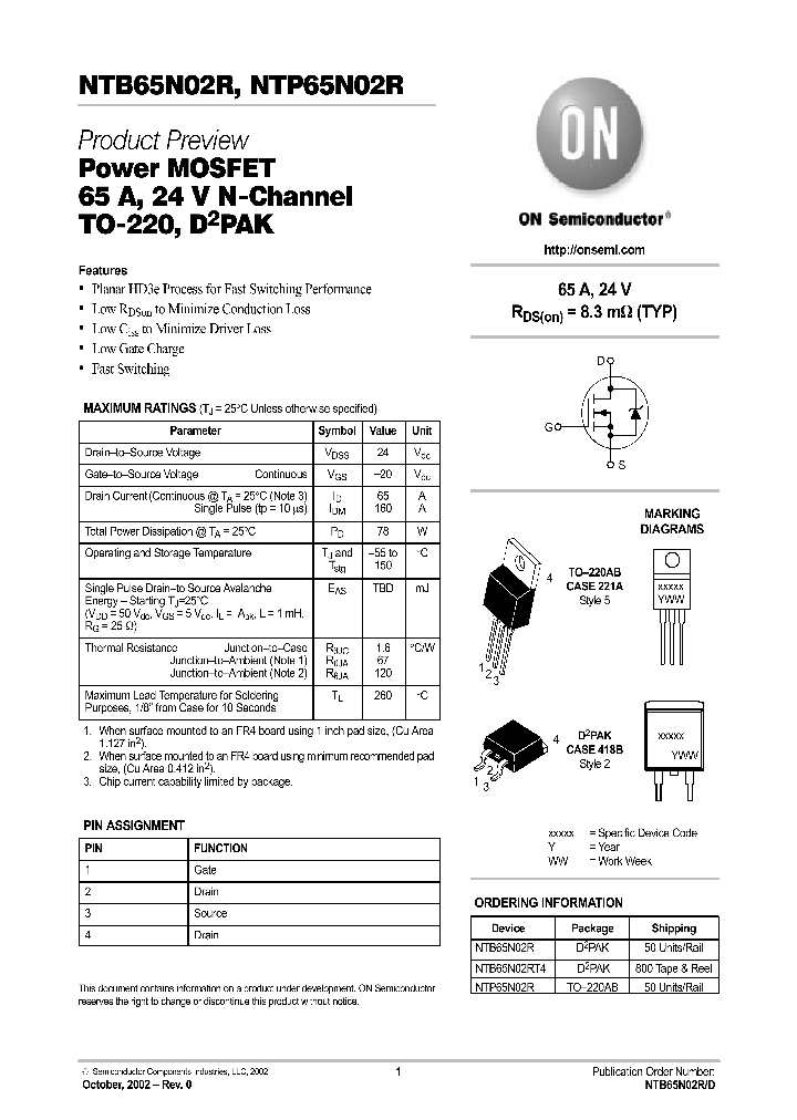 NTP65N02_65101.PDF Datasheet