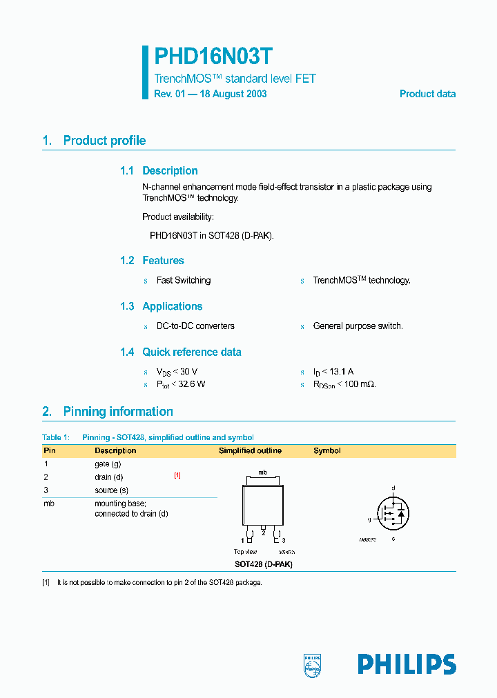 PHD16N03T_148310.PDF Datasheet