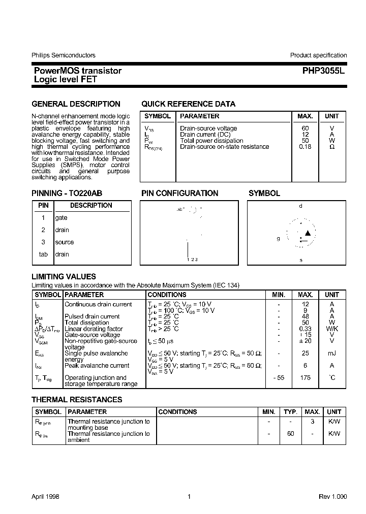 PHP3055L_161688.PDF Datasheet