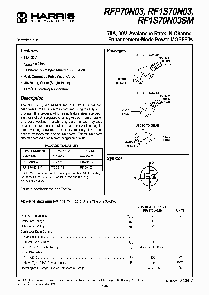RFP70N03_15946.PDF Datasheet