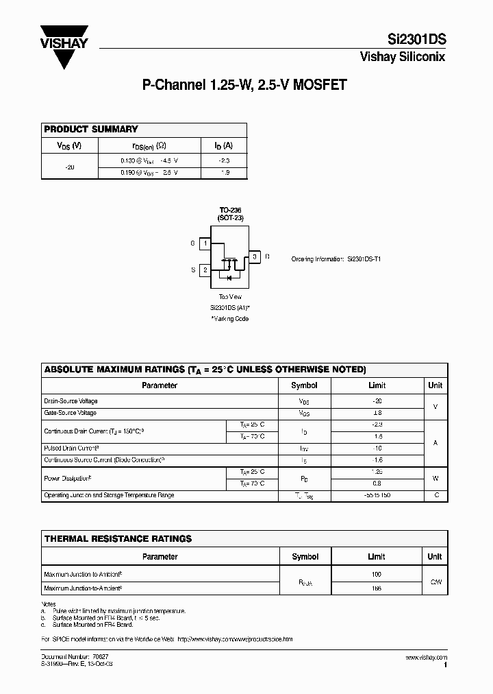 SI2301DS_166176.PDF Datasheet