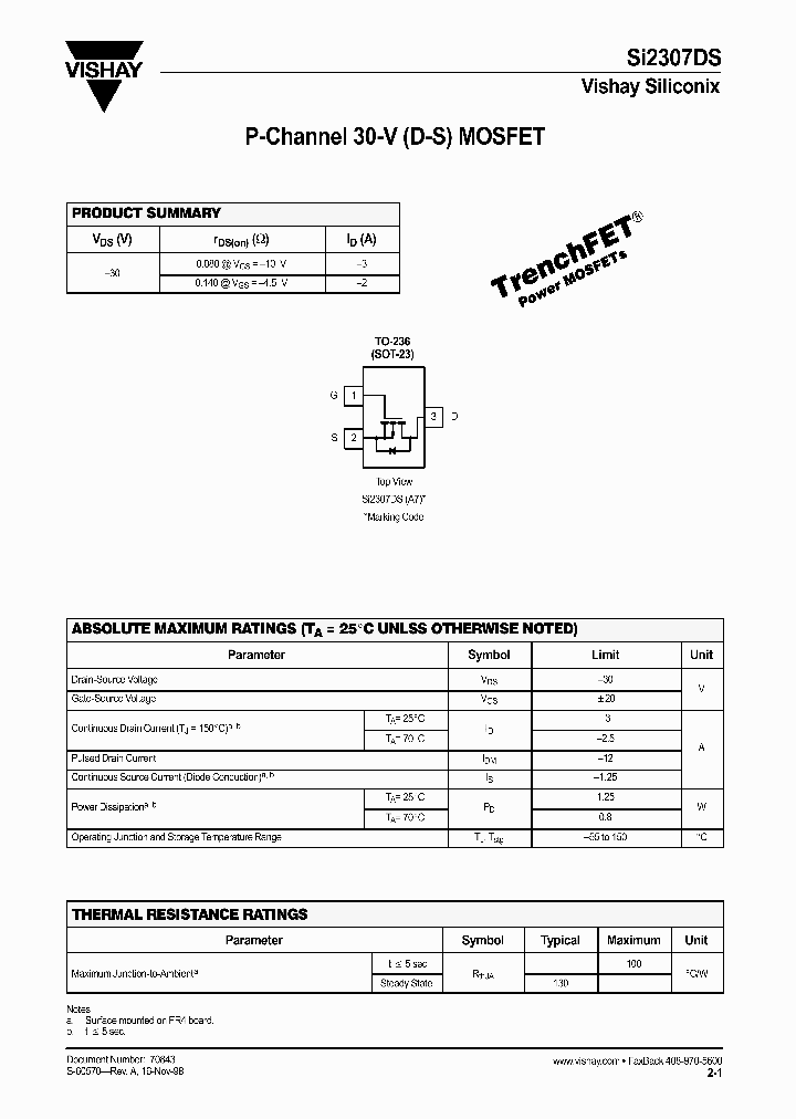 SI2307DS_168968.PDF Datasheet