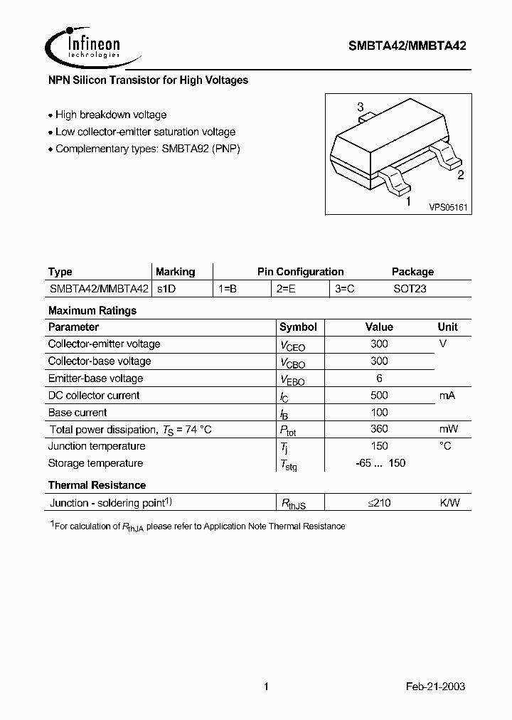 SMBTA42_43387.PDF Datasheet