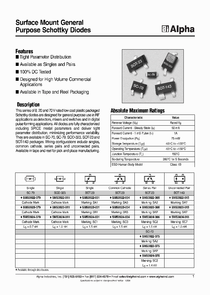 SMS3922-001_132128.PDF Datasheet