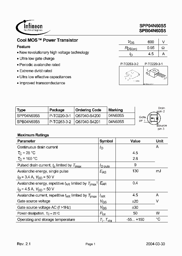 SPB04N60S5_162454.PDF Datasheet