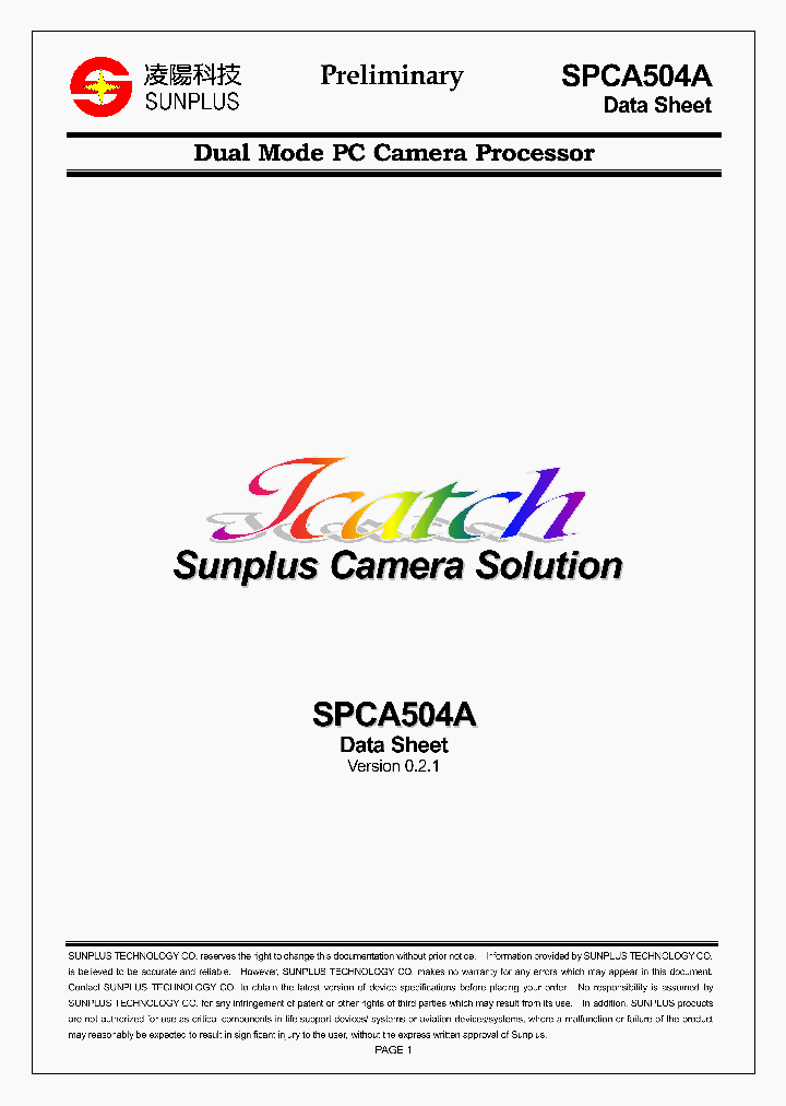 SPCA504A_145686.PDF Datasheet