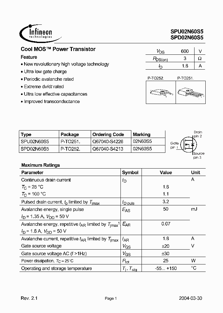 SPD02N60S5_118822.PDF Datasheet