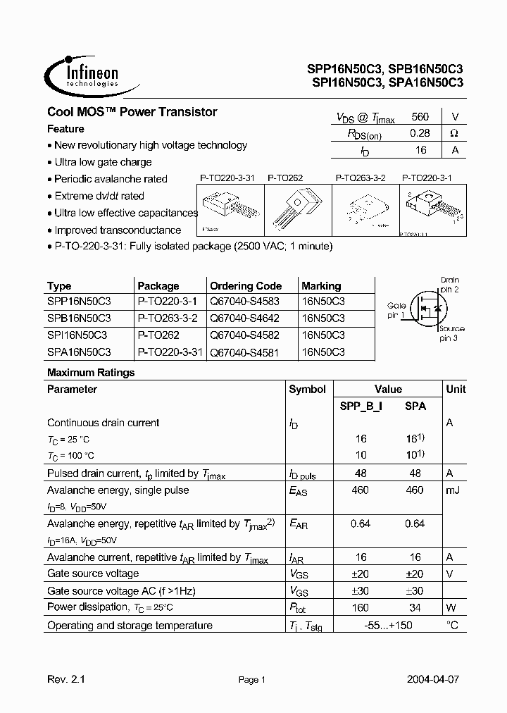 SPA16N50C3_196200.PDF Datasheet
