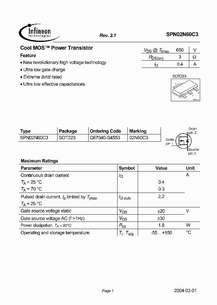 SPN02N60C3_118823.PDF Datasheet