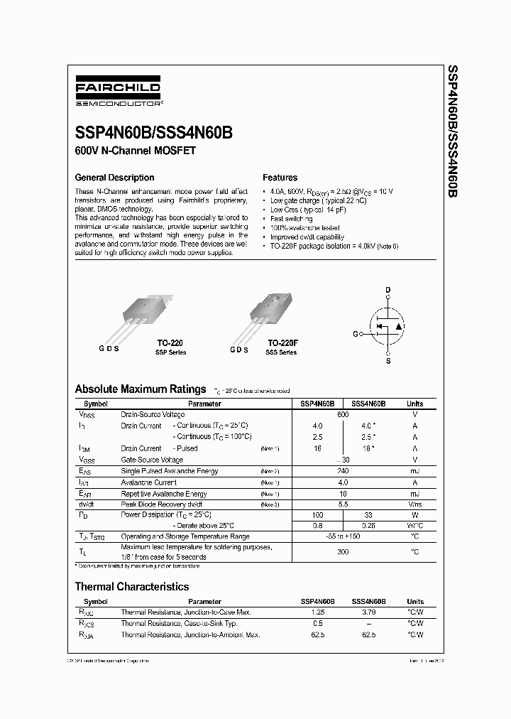 SSS4N60_142038.PDF Datasheet