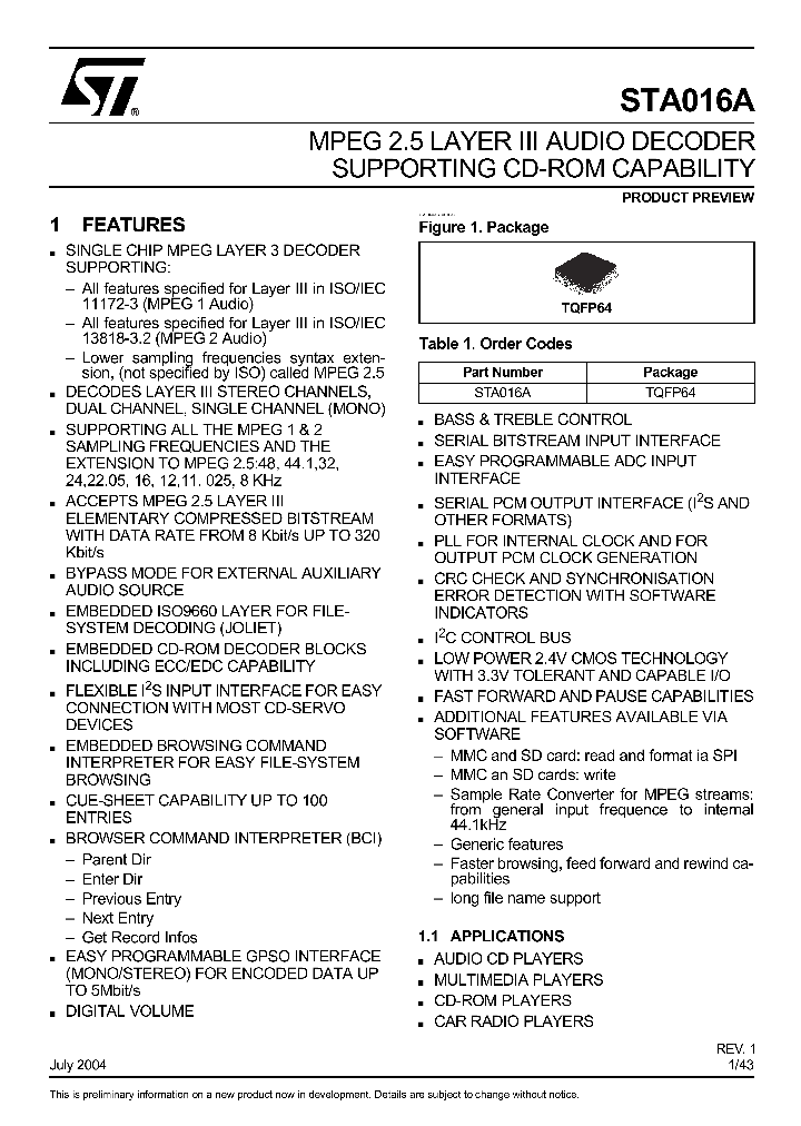 STA016_148353.PDF Datasheet