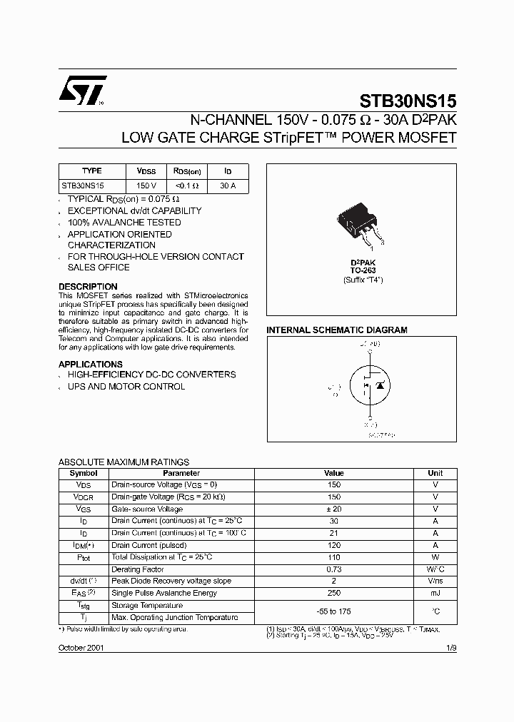 STB30NS15_77421.PDF Datasheet