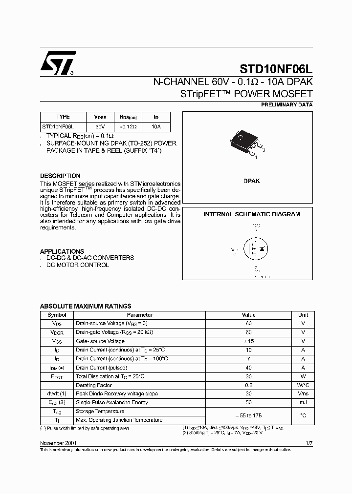 STD10NF06L_70585.PDF Datasheet