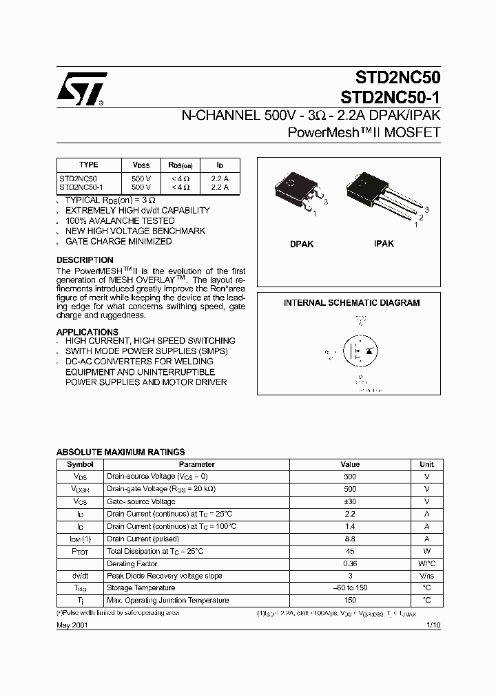 STD2NC50_82015.PDF Datasheet