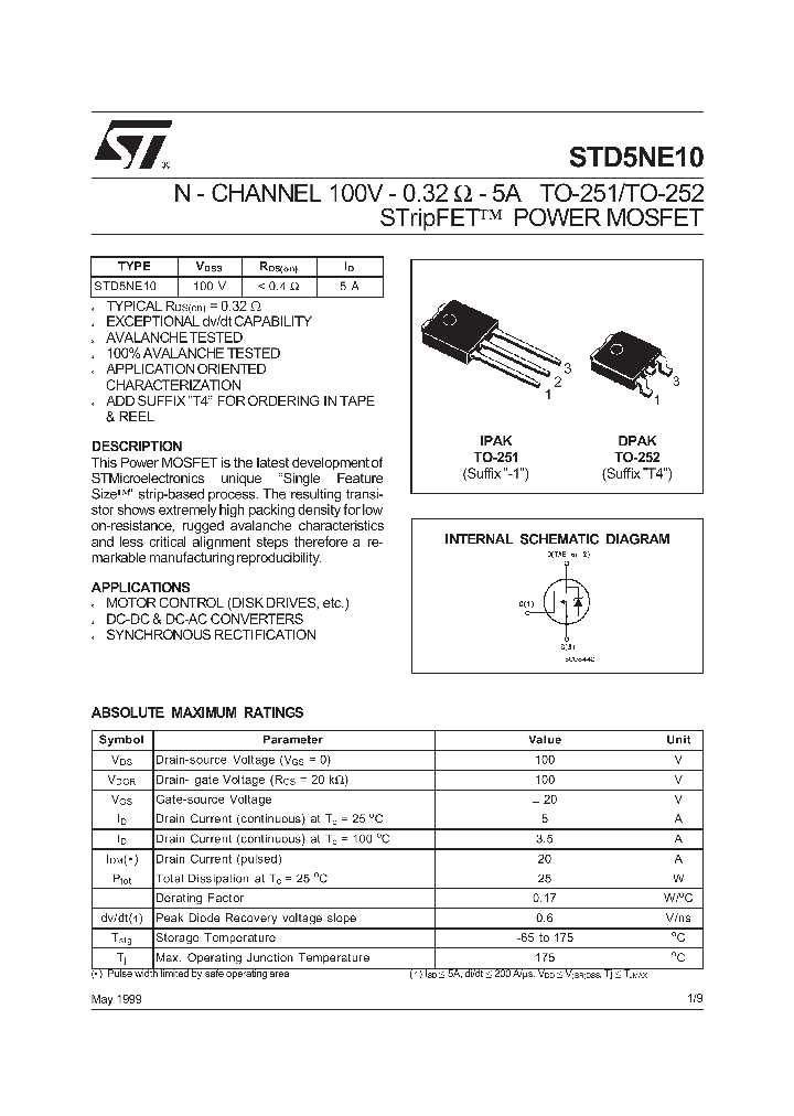 STD5NE10_97447.PDF Datasheet
