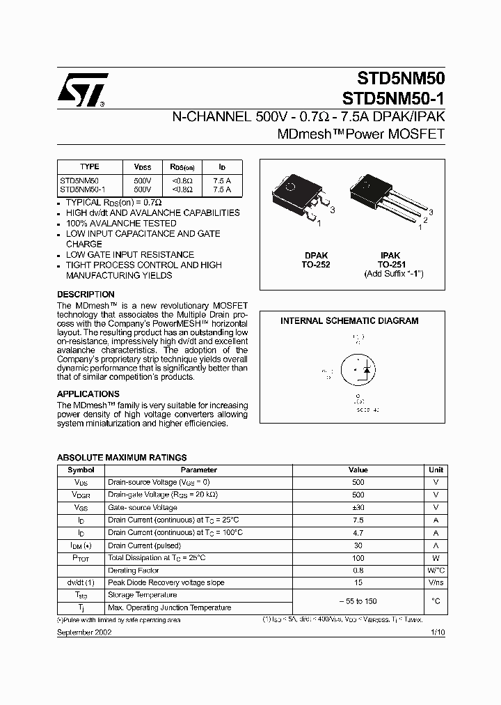 STD5NM50_126668.PDF Datasheet